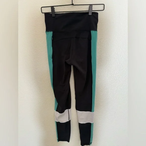 Adidas Leggings in Black and Teal with White Accents - Picture 5 of 5